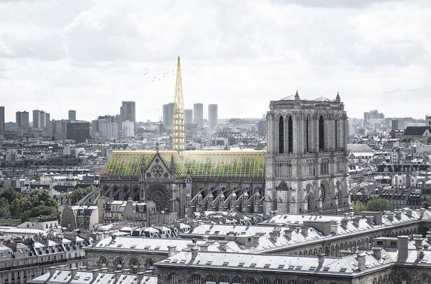 건축가 니콜라스 압델카데르가 이끄는 파리 건축사무소 ‘스튜디오 NAB’은 노트르담 대성당 첨탑을 거대한 온실로 바꾸는 설계안을 제안했다/사진=studio NAB