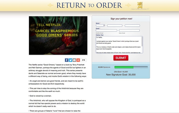 기독교인들은 드라마가 악마를 미화하고 신성을 모독했다며 방영 중단을 요구하고 있다. 그러나 드라마 제작사를 넷플릭스로 착각해 서명운동을 진행하는 해프닝이 발생했다/사진=리턴투오더