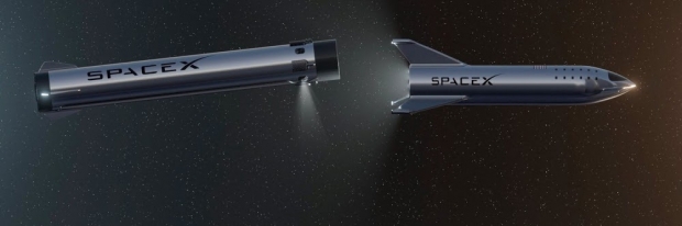 스타십 우주선과 슈퍼헤비의 그래픽 이미지