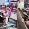 컨베이어벨트 오르다 ‘꽈당’…공항 CCTV 영상 화제