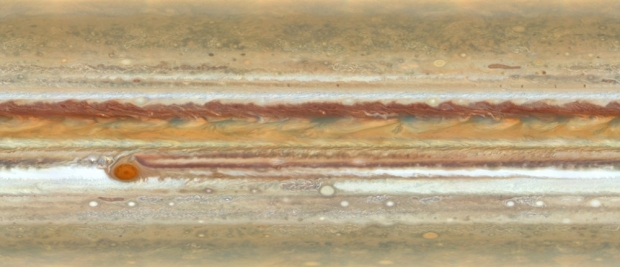 확대된 목성의 대기와 구름층. 출처=NASA, ESA, A. Simon (Goddard Space Flight Center) and M.H. Wong (University of California, Berkeley)