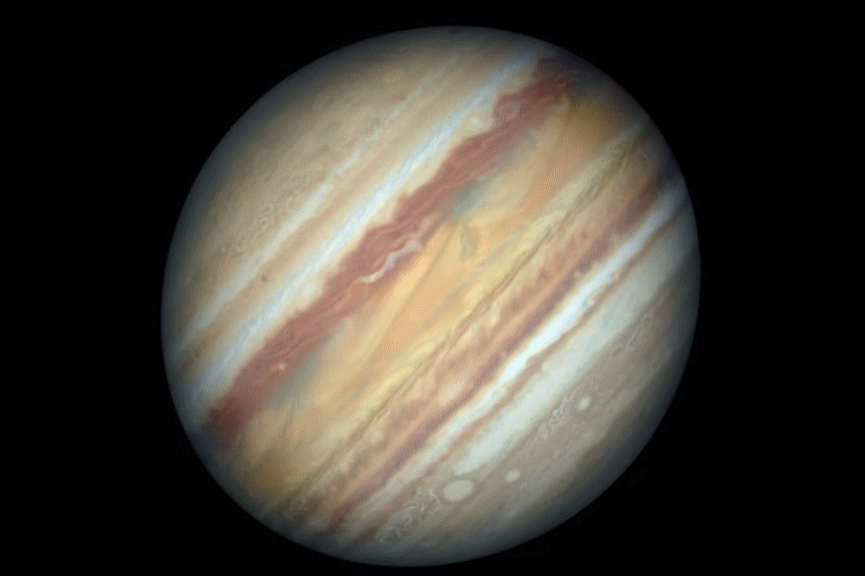 허블우주망원경이 촬영한 이미지를 모아 제작한 목성의 자전