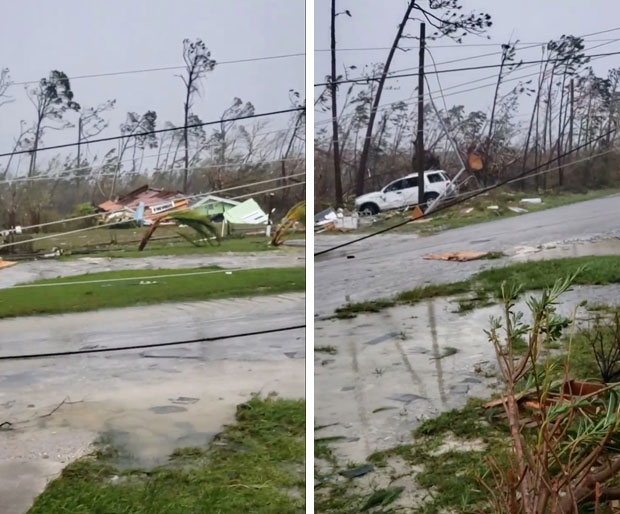 도리안이 강타한 바하마 아바코섬 인근은 주택과 건물의 지붕이 날아가고 나무들이 쓰러졌으며 전선이 끊기고 기물이 파손되는 등 재산 피해가 잇따랐다./사진=로이터 연합뉴스