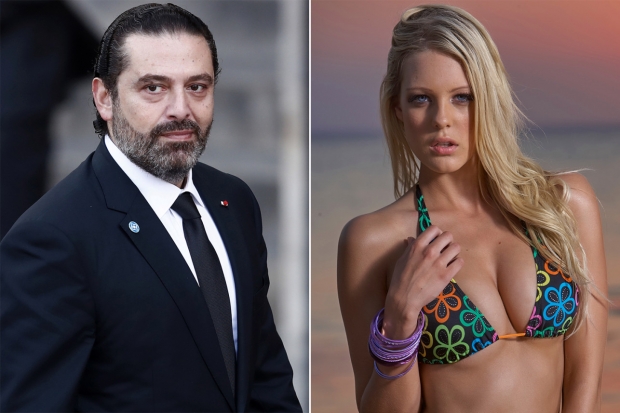 왼쪽은 사드 알 하리리 레바논 총리, 오른쪽은 그와 스캔들에 휩싸인 남아공 출신 모델