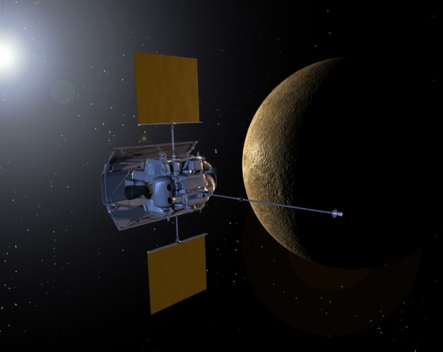 수성을 탐사하는 메신저 호 상상도.(사진=NASA)
