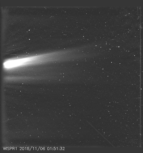 2018년 11월, 파커 태양탐사선의 광각 카메라가 첫 태양 플라이바이 때 수집한 데이터. (출처=NASA / 미해군연구소 / Parker Solar Probe)