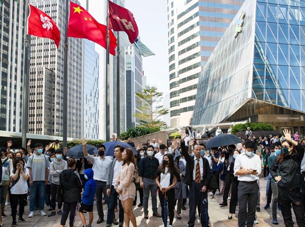 15일 ‘런치 위드 유’ 시위 현장/사진=홍콩 스탠드뉴스 캡쳐