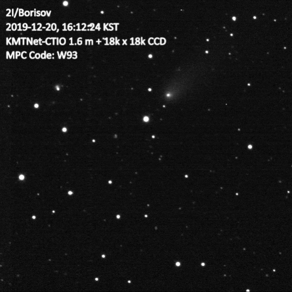 보리소프 혜성의 관측 영상(별 중심)