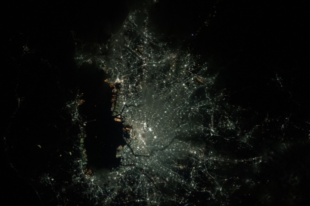 국제우주정거장에서 촬영된 도쿄의 모습