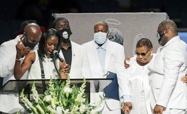 조지 플로이드 장례식에서 오열하는 유족들/사진=AP 연합뉴스