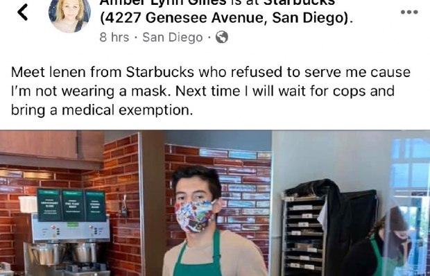 구티에레스를 비난했던 여성 고객이 올린 페이스북 게시물