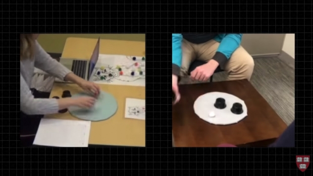 셸 게임으로 기억력 검사를 받는 하버드대생들의 모습.(사진=하버드대)