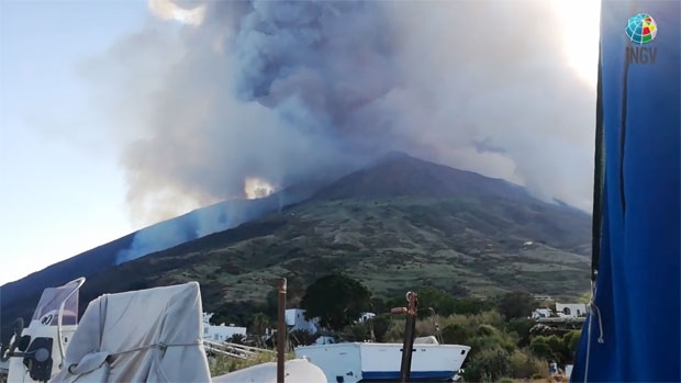 2019년 6월 29일 한 차례 폭발을 일으킨 스트롬볼리 화산은 7월 3일 사상 최대 규모의 폭발을 일으켰다./사진=이탈리아 국가지진화산연구소(INGV)