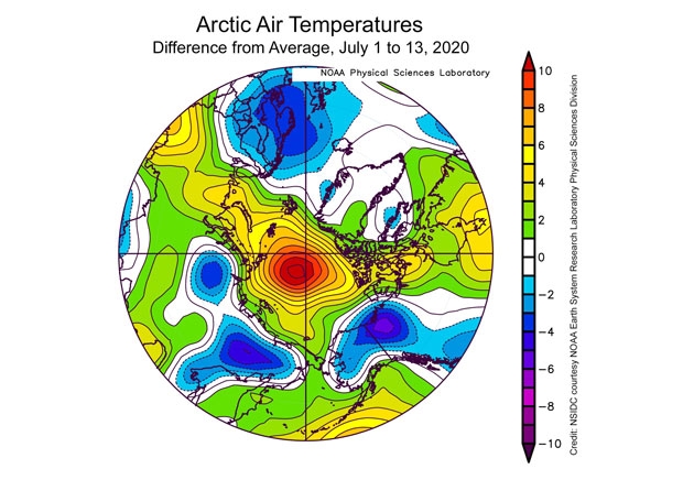 7월 초 북극해 해발 760m 상공 평균기온은 평소보다 비정상적으로 높게 측정됐다.