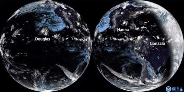미국 텍사스 주가 올해 대서양에서 발생한 첫 허리케인 ‘해나’(Hanna) 영향으로 큰 피해를 본 가운데, 또 다른 허리케인 ‘더글러스’가 하와이로 접근하고 있어 관련당국이 바짝 긴장하고 있다. 허리케인 ‘곤잘로’는 다행히 약화돼 큰 영향이 없었다.