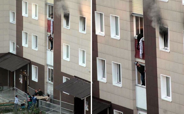 어머니는 아래층 주민 도움으로 이불보를 생명줄 삼아 탈출했다. 다른 주민 3명도 같은 방식으로 구조됐다.