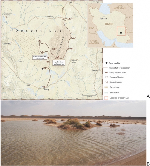 신종 갑각류가 발견된 계절성 호수의 위치와 모습.(사진=줄로지 인 더 미들 이스트)