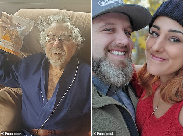 치매를 앓고 있는 88세 할아버지 로런스 피터스 리처드빌의 모습(왼쪽)과 할아버지의 손자 에런 리처드빌 그리고 손자의 아내 브리의 모습.(사진=페이스북)