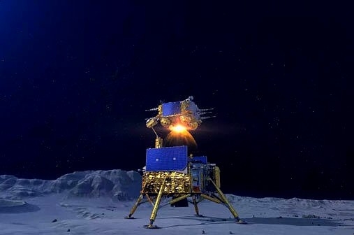 달의 표면 폭풍의 바다에 착륙한 창어-5의 착륙-상승기 상상도.(출처=CNSA / NASA) 