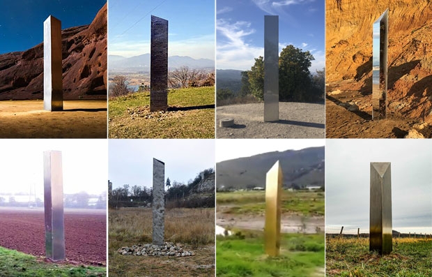 AFP통신과 USA투데이, 포브스 등의 보도를 종합하면 지난해 11월부터 미국과 루마니아, 프랑스, 영국, 네덜란드, 벨기에, 프랑스, 폴란드, 핀란드 등에서 수십 개의 금속기둥이 발견됐다.