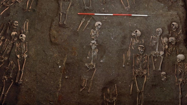 복음전도자 성요한 병원 부지에서 발굴된 유해들의 모습.(사진=케임브리지대)