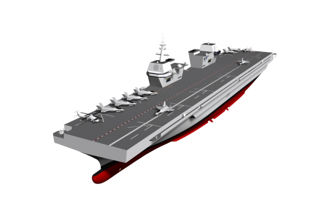해군이 추진 중인 경항공모함은 약 3만 톤 규모에 길이 265m, 폭 43m로 단거리이륙 및 수직착륙 스텔스 전투기와 해상작전헬기 그리고 상륙헬기와 구조헬기가 탑재될 계획이다. 사진=해군