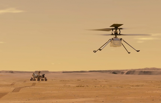 퍼서비어런스와 소형 헬기 형태의 무인기 ‘인제뉴어티’의 그래픽 이미지