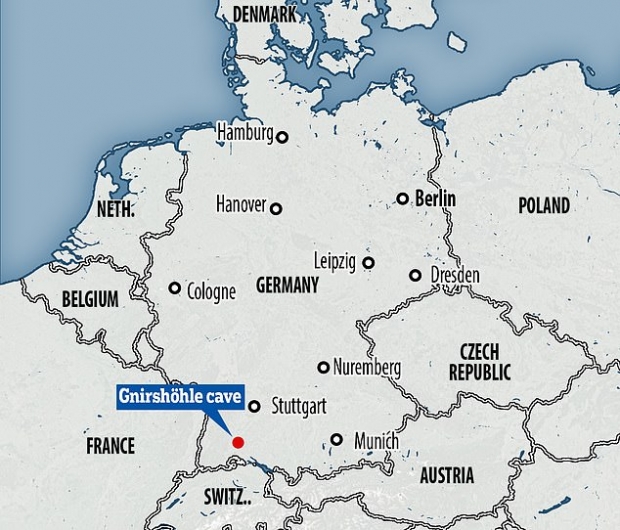 그니르스횔 동굴은 지금의 독일 남서부 지역에 있다.(사진=메일온라인)
