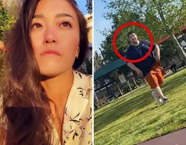 미국 캘리포니아의 한 공원에서 일본계 미국인 여성(왼쪽)에게 혐오발언을 하고, 한국계 노부부의 얼굴을 구타하는 등 폭행을 가한 20대 남성(오른쪽)이 증오범죄 혐의로 경찰에 체포됐다.