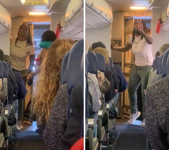 화장실을 이용하는 수 초 동안 마스크를 제대로 착용하지 않았다는 이유로 비행기에서 하기해달라는 요청을 받은 뒤 이에 항의하는 흑인 여성. 이 여성은 지난주 미국 사우스웨스트항공사의 비행기에 탑승했다 결국 일행과 함께 내려야 했다.