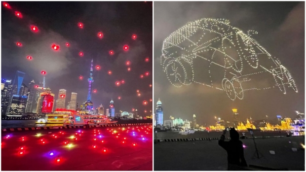 중국 현지시간으로 지난달 2일, 상하이에서 열린 현대 제네시스 브랜드 출범식에서 드론 3200여 대가 동원된 드론쇼가 펼쳐졌다.