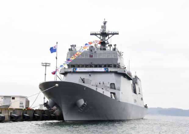 한산도함은 지난해 10월 22일 진해 군항에서 해군작전사령부 주관아래 취역식이 거행된 바 있다. 사진=해군