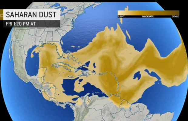 바다를 가로질러 약 8000㎞를 이동한 먼지 구름은 대기의 질을 악화시켜 알레르기나 호흡기 질환이 있는 사람들에게 문제를 일으킬 것으로 우려된다. 일부 전문가들은 이로 인한 증상이 코로나19 바이러스 감염으로 인한 증상과 유사할 수 있다고 예측했다.  　