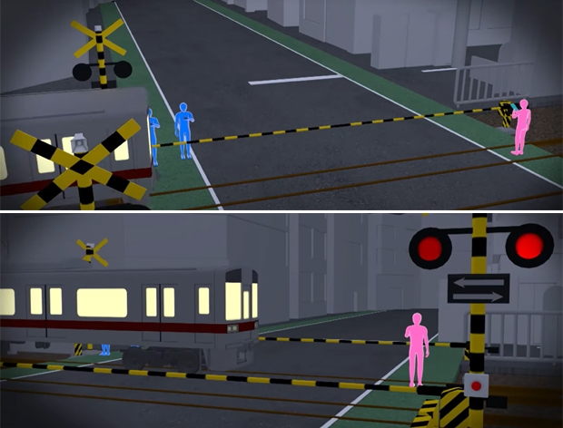 “열차가 들어오고 있으니 건널목 밖으로 나가라”는 경보음이 울린 후 차단기가 내려오긴 했지만, 그 짧은 10초 사이 여성은 이미 건널목 반대편까지 다다른 상태였다. 차단기에 가로막힌 여성은 그제야 걸음을 멈춰 섰지만, 사실상 퇴로가 막힌 건널목에 갇혀버린 꼴이 됐다./사진=TBS 방송분