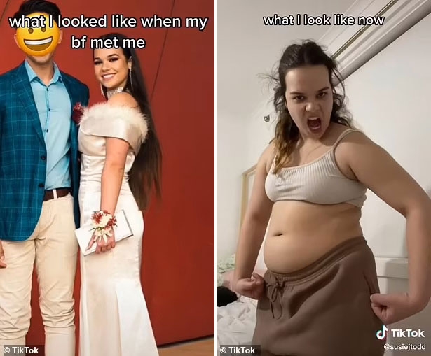 수지 토드(사진)라는 이름의 한 여성도 남자 친구를 처음 만났을 무렵의 자신과 지금의 자신 모습을 비교한 영상을 공유했다.