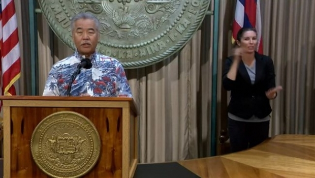 데이비드 하와이 주지사의 연설 모습