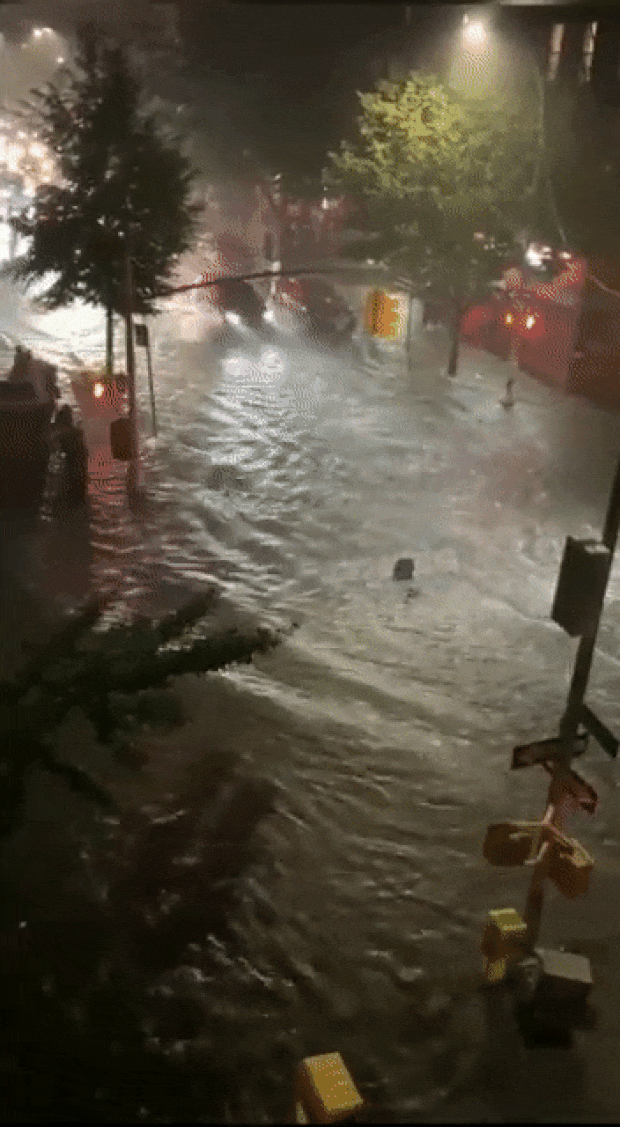 허리케인 ‘헨리’ 영향으로 물에 잠긴 뉴욕 브루클린.