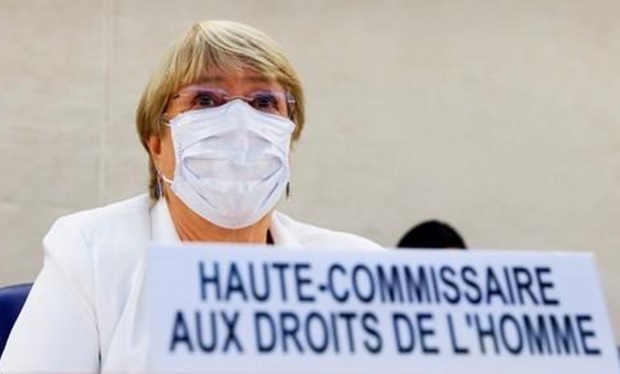 지난달 13일 유엔 제네바 사무소에서 개막한 제48차 인권이사회에서 미첼 바첼레트 유엔 인권 최고대표는 강제 장기 적출 등 중국의 심각한 인권 침해에 대한 추가 증거와 평가를 발표할 것임을 시사했다./로이터 연합뉴스 자료사진