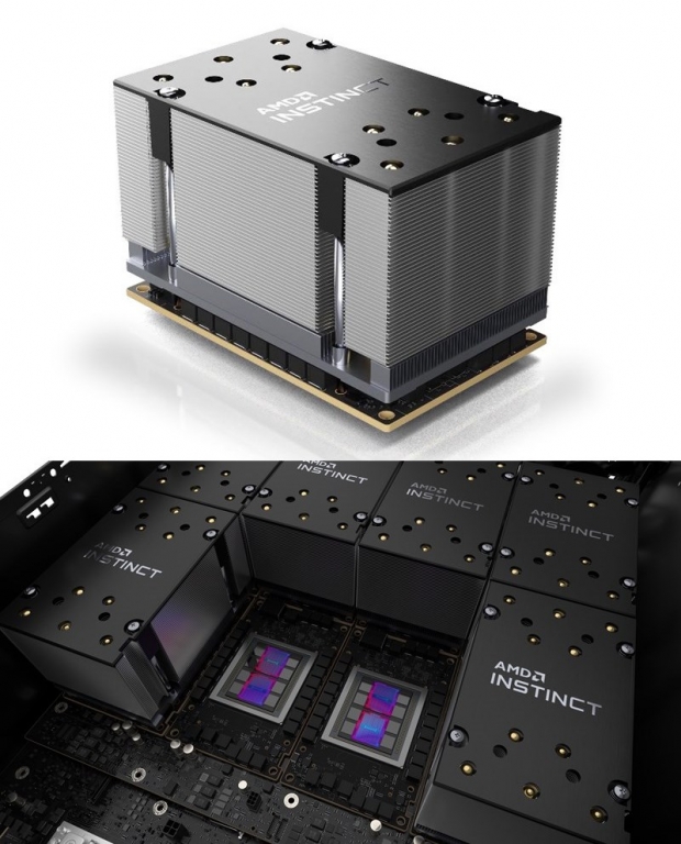 (AMD의 OAM 폼팩터와 쿨러. 사진=AMD