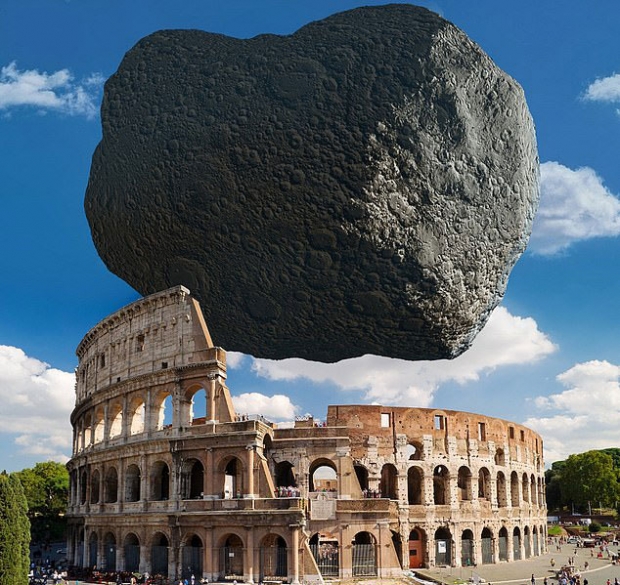 소행성 디모르모스의 크기를 가늠하기 위해 로마 콜로세움과 비교한 이미지.(사진=ESA)