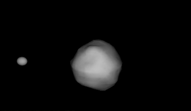 폭이 약 160m인 디디문은 지름 약 780m인 디디모스로 불리는 훨씬 더 큰 우주암석 주위를 돌고 있다. (사진=NASA/나이두 등, 아이다 워크숍, 2016)