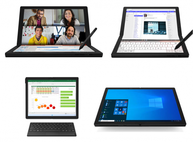 레노버 싱크패드X1폴드의 폴딩 형태에 따른 다양한 사용법.(사진=레노버)