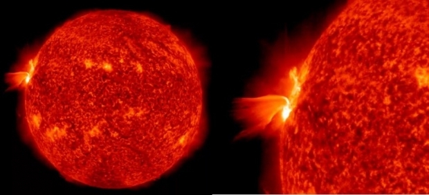 지난 17일 태양활동관측위성(SDO)로 포착한 태양플레어의 모습 사진 NASA/SDO and the AIA, EVE, and HMI science teams