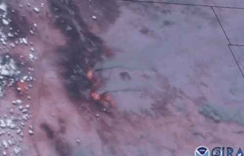 미국국립해양대기국(NOAA)가 공개한 뉴멕시코주 화재 현장의 위성 영상