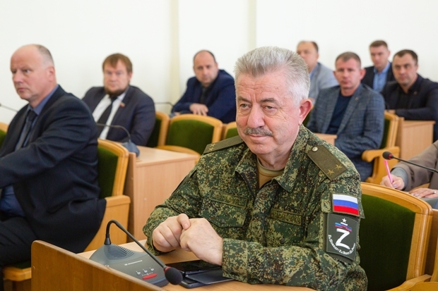 20일(현지시간) 러시아 하원 국가두마 빅토르 보돌라츠키 부의장이 루한스크인민공화국(LPR)의 러시아연방 합병에 관한 주민투표 개최를 검토하기 위해 LPR의 국회격인 인민평의회 회의에 참석하고 있다. 타스통신 연합뉴스