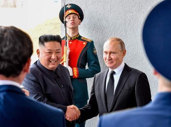 2019년에 만난 김정은 북한 국무위원장과 블라디미르 푸틴 러시아 대통령 AFP 연합뉴스