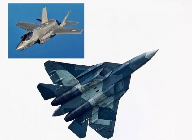 미군의 F-35A(왼쪽)와 Su-57 스텔스기 모습