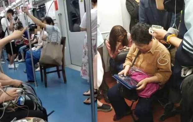 과거 중국 지하철에서 자주 등장한 ‘개인 의자족’