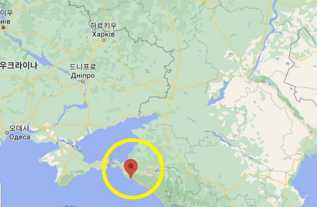 러시아 서남단 항구도시 노보로시스크(노란색 동그라미)의 위치를 나타낸 지도. / 사진=구글맵