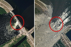[포착] 우크라 댐 폭파 전후 비교해보니